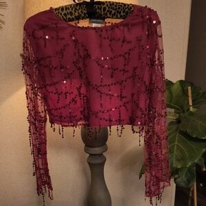Maroon Sequin Embellished Top